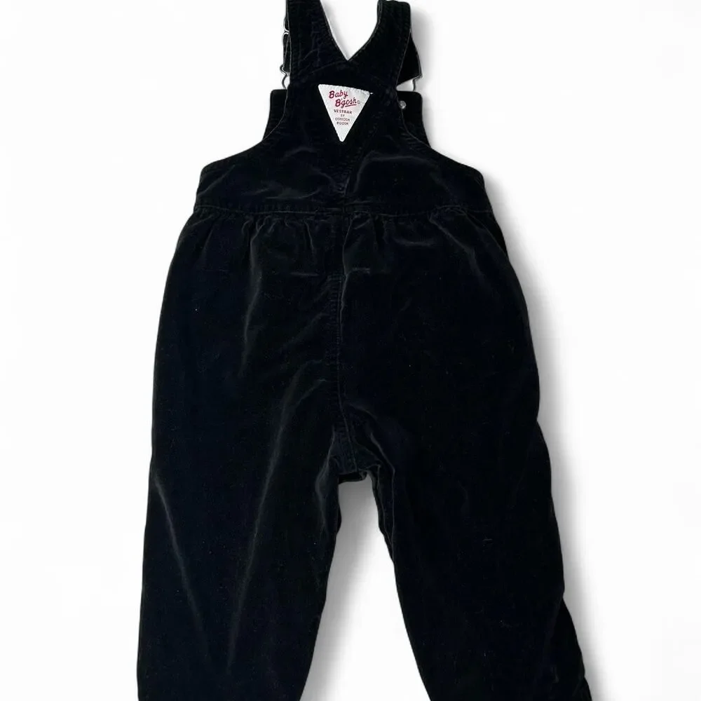 Vintage 90s 1990s Oshkosh baby B’gosh Black velvet baby bash overalls